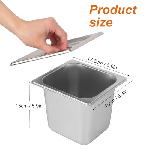 Image of 5 Pack, 1 /6 Size Stainless Steel Steam Table Pan with Lid, 6 Inch Depth Hotel Pans for Weddings, Parties, Restaurants, Cafeterias and Hotels