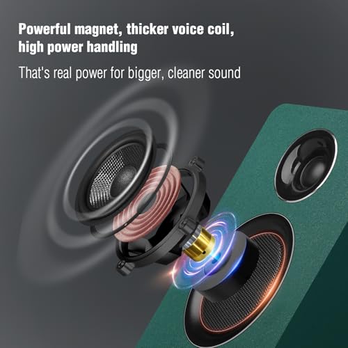 Image of Computer Speakers, Bluetooth 5.3, USB-C, AUX /RCA, 3.5-Inch Woofer, Green