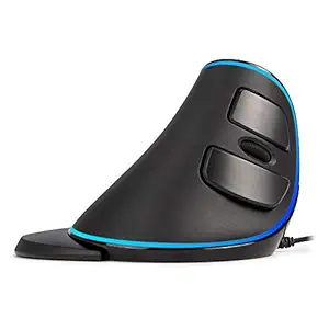 DELUX Wired Ergonomic Mouse with 7200DPI, Vertical Mouse Large with 6 Programmble Buttons, Blue LED Light, On-Board Software and Removable Palm Rest for PC Computer Laptop(M618PU-Black)