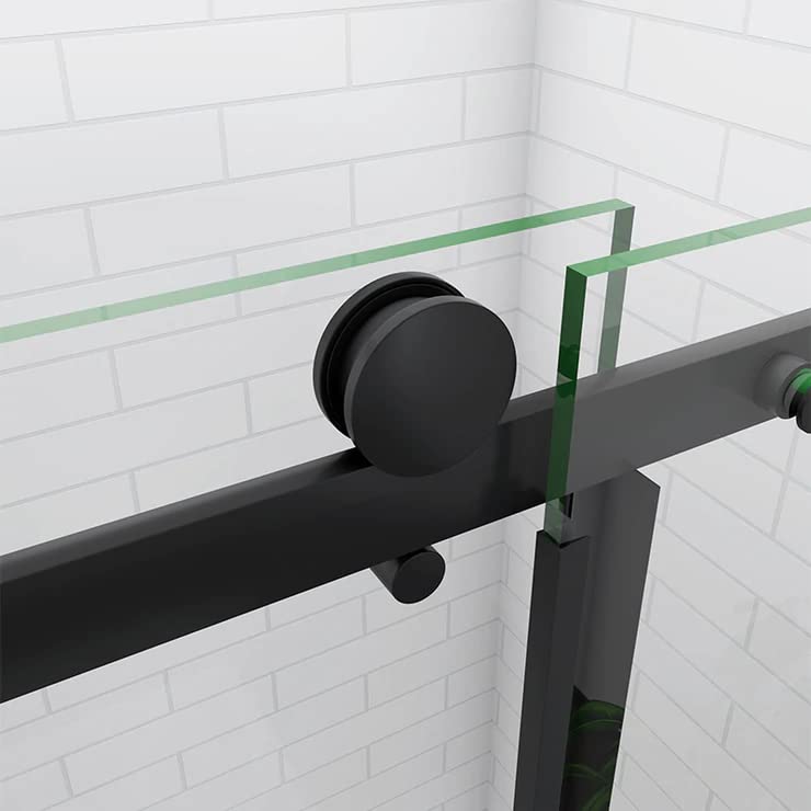 Mampara de ducha - Corredera - Vidrio Templado 8mm - Easyclean - Una hoja corredera Otra fija - Perfil de aluminio negro mate - Disponible en varios tamaños - 100x200cm