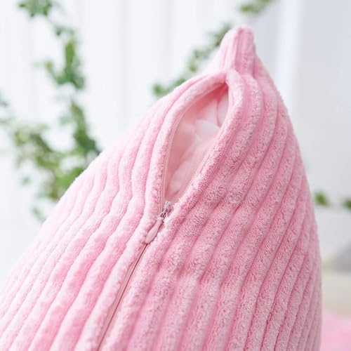 Image of Guffaw Corduroy Rectangular Cushion Covers, Size 12x18, Pack of 2, Multiple Colors (3, Pink(Peach))