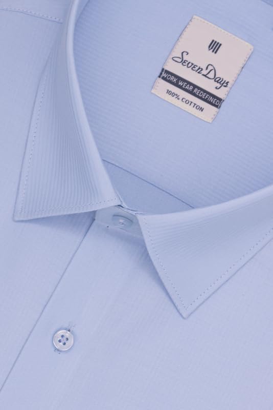 Image of 7-DAYS Men's Premium Formal Shirt - 100% Pure Cotton, Regular Fit, Plain, Full Sleeves, with Pocket - Perfect for Office Wear & Under Suits