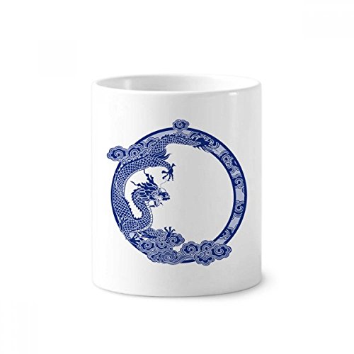 Porte-stylo en céramique blanche fine et motif dragon bleu de la culture chinoise 350ml