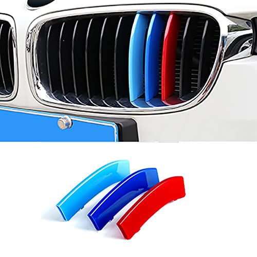 Insertos De Rejilla Con Clip para BMW, Moldura de Rejilla Delantera para BMW, Tira De Rejilla Media Tricolor Apta para BMW Serie 3 Serie 5, Parrillas de Rayas decoración (3er-Serie 13-19 11 Beam) Cover