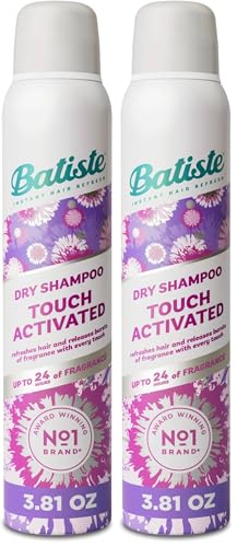 Image of Batiste Touch Activated Dry Shampoo, Up to 24 Hours of Freshness, Absorbs Oil in Hair Between Washes with Lasting Scent Releasing Technology, 3.81 Oz (Pack of 2)