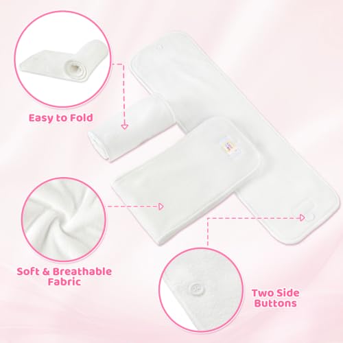 Image of LittleForBig Adult Microfiber Booster Pads with Buttons 3-Pack | Removable, Washable, Microfiber Fiber Reusable Diaper Pads for Pocket Diapers, Cotton Prefolds & Covers