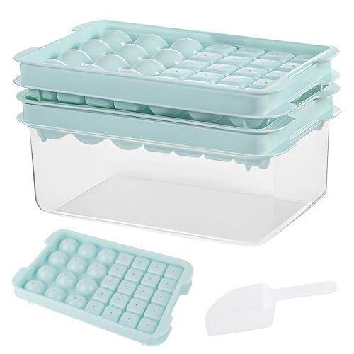 KEWUZY Bandejas Para Cubitos De Hielo, Con Recipiente, Moldes Red...