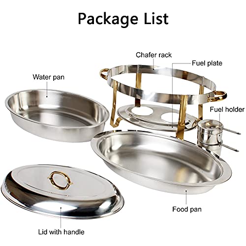 210 Edelstahl Chafing Dish Buffetwärmer-Set, 6 Quart Ovaler Käfer Essen Erwärmen Container Mit Goldenen Akzenten Buffet… – Bild 5