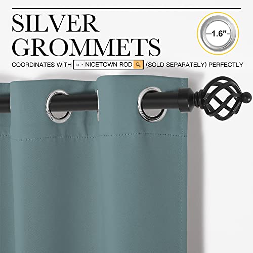 image for NICETOWN Modern Greyish Blue Blackout Curtains Noise Reducing, Thermal