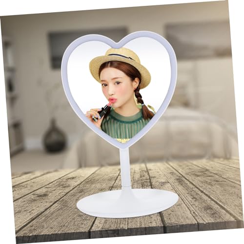 Espejo para maquillaje con luz LED portátil blanco miniatura 2