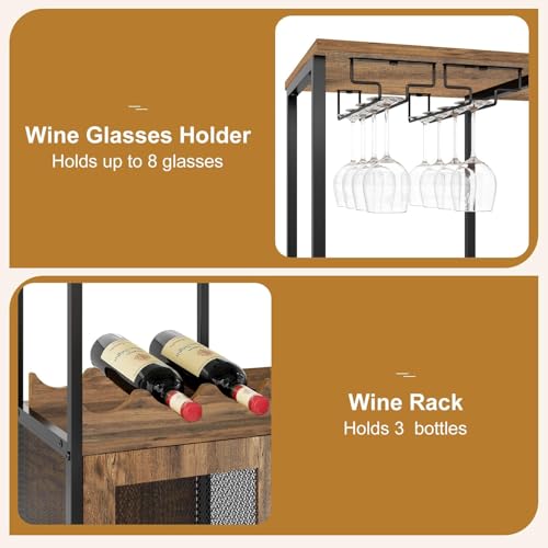 Image of Klaxon Bar Cabinet for Home - Stylish Home Bar Cabinet with Elegant Serving Surface - Durable Bar Unit for Living Room - Spacious Shelves for Bottles & Glasses - Perfect Bar Counter /Table (Xylo)