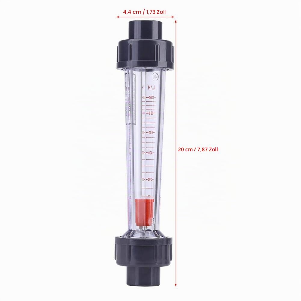 Ausla Durchflussmesser für Wasser, 100-1000L/H Messbereich, Kunststoff-Röhren Schwebekörper-Durchflussmesser, Transparent