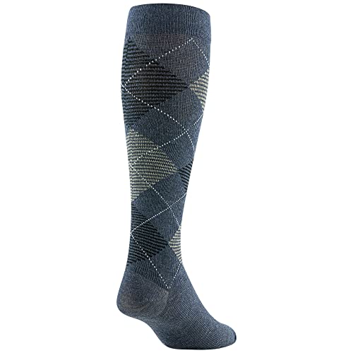 Goldtoe Men's Mild Compression Over The Calf Socks, Multipairs, Denim/Khaki Heather/Black Navy (3-Pairs), Large #TOP3