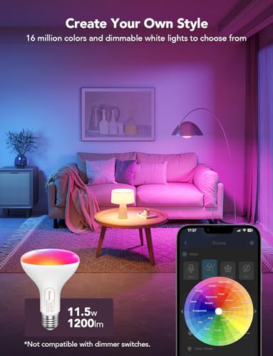 Govee B60101C1 Smart Light Bulbs, 1200 Lumens Dimmable Br30 Bulbs thumb #1