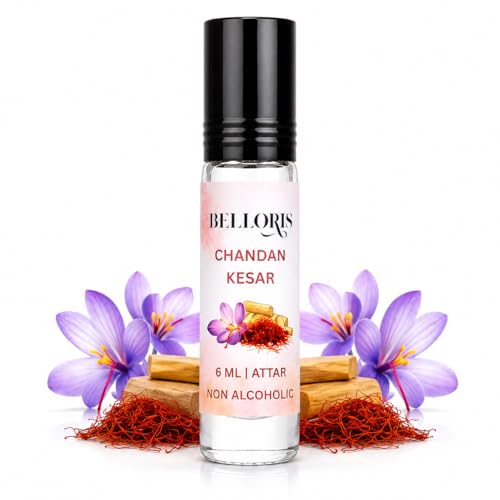 Image of Chandan Kesar Attar 6ml | Long Lasting Floral Attar Perfume Oil | Non Alcoholic Chandan Kesar Ittar | Premium Roll-On Fragrance for Men & Women Eid, Ramadan Gifts, Non Alcoholic & Vegan Fragrances