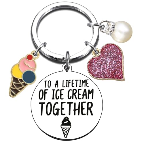 Ice Cream Lover Gifts Ice Cream Keychain for Christmas Birthday Couples Anniversary Summer Gifts for Popsicle Taster Husband Wife His Her Teen Friends Valentines Jewelry Bets Gift for Dessert Lover