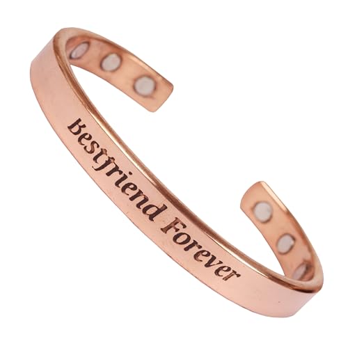 Image of Touchstone Inspirational Copper Engraved Magnetic Bracelets for Women-Personalized Jewelry Gifts for Best Friend /Mom /Daughter /Sister - Adjustable Bracelet in a Gift Box Bestfriend Forever