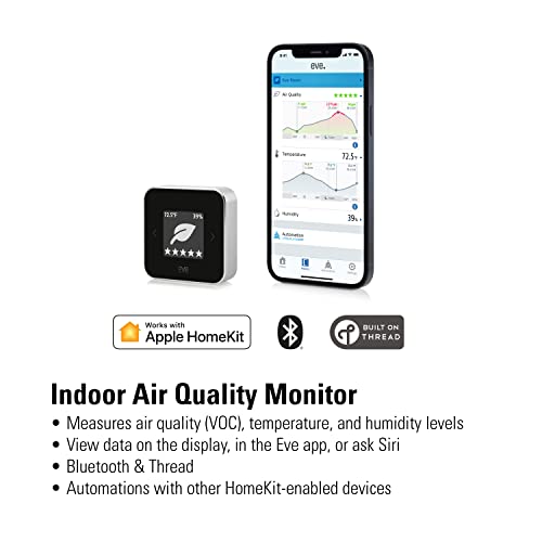 Eve 20EBX9901 Room - Indoor Air Quality Sensor To Monitor Air Quality (Voc), Temperature & Humidity, Apple Homekit Technology thumb #1