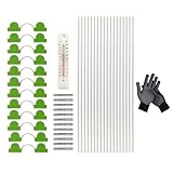 Reihenabdeckungsbogen | Mehrere Tunnelbögen | 42,7 cm Langer Pflanzenabdeckbogen mit Temperaturanzeige und Handschuhen - Pflanzenschutz Für Hochbeet Und Reihenkultur Mit Netzen