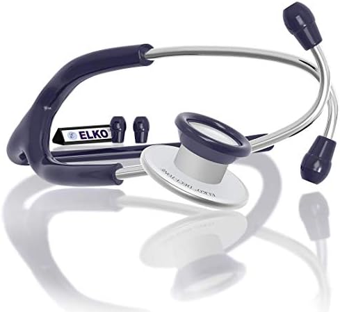 ELKO EL-130 DECI-TONE Aluminium Head Acoustic Stethoscope For Doctors, Nurses & Medical Students | Dual Head Lightweight Chest Piece With U-Shaped Latex-Free PVC Tubing | Soft Sealing Ear Knobs (Blue)