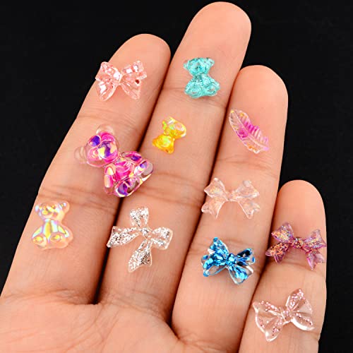 Umillars 3D Glitter Nail Art Charms Rhinestones Kit,Mix Shape Colorful Acrylic Sequins Bowknot Bear Nail Art Decorations For Nail Art Designs Diy Accessories Craft #TOP5