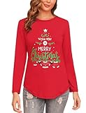 Photo Gallery gyabnw maglietta natale donna maniche lunghe elegante t-shirt girocollo magliette natale donna cotone moda camicia top casual tee Photo Gallery gyabnw maglietta natale donna maniche lunghe elegante t-shirt girocollo magliette natale donna cotone moda camicia top casual tee