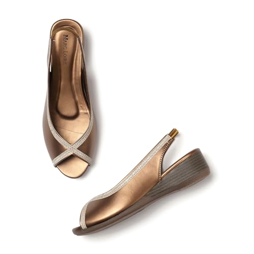 Image of Marc Loire Women's Open Toe Block Heel Metallic Fashion Sandals for Everyday