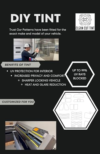 CLEAN CUT TINT- Automotive DIY Car & Truck Window Tint Kit - Various Darkness: 5%, 20%, 35%, 50% - All Sides & Back Glass - Precut Tint Kit