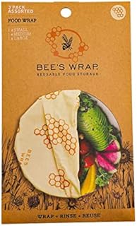 Bee's Wrap - Assorted 3 Pack - Made in USA - Certified Organic Cotton - Plastic and Silicone Free - Reusable Beeswax Food Wraps - 3 Sizes (S,M,L)