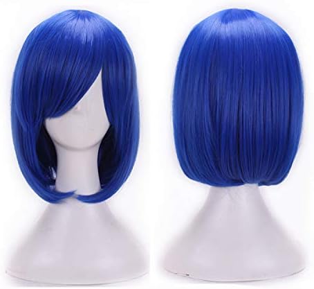 SOUTHSKY Short Straight Wig Blue Heat Resistant Fiber Synthetic Wig for Women Halloween Costumes Cosplay 25cm/10inch
