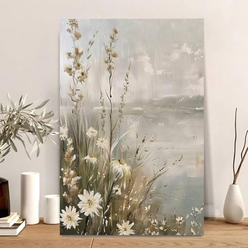Peinture sur toile art mural vintage fleurs des champs 50x70