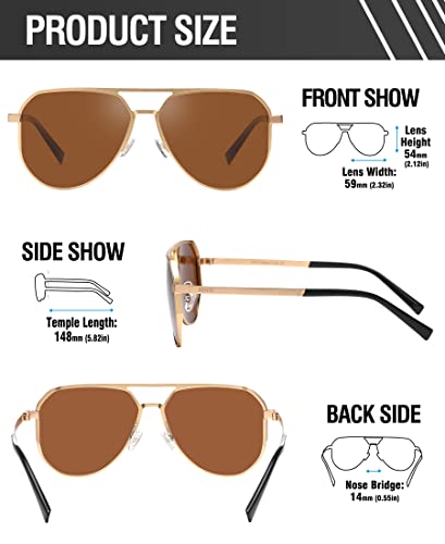 Image of DUCO Mens Sunglasses Retro Oversized Metal Frame Vintage Polarized Sunglasses for Women Fashion Shades UV Protection DC3039