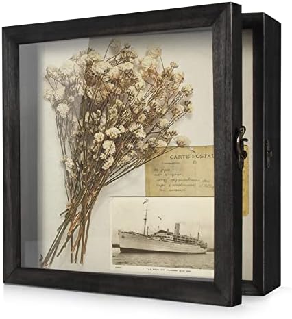 TJ.MOREE Flowers Shadow Box Display Case13x16 in (42 x 33x6cm), Large Shadow Box Frame with Glass Window Door Picture Frame Wedding Bouquet Memorabilia Medals Photos Memory Box for Keepsakes