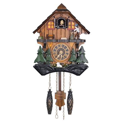 Cuckoopro Cuckoo Clock Black Forest Style Wooden Pendulum Quartz Wall Clock Volume Control Night Silent Gift Package Professional Service