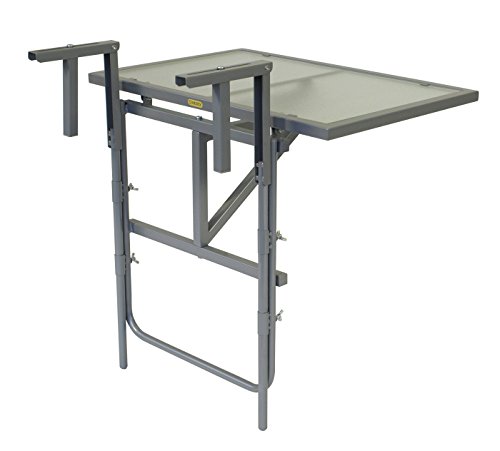 Preisvergleich Produktbild gartenmoebel-einkauf Balkonhängetisch 60x40cm, Stahl Silber + Sicherheitsglas, klappbar