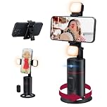 Auto Face Tracking Tripod,Mcbazel 360 Rotating Smart Face/Body Shooting Holder,Rechargeable Selfie Stick Phone Tripod with Fill Light for Vlog,Streaming,Video,Tiktok (Upgraded Version/No App)