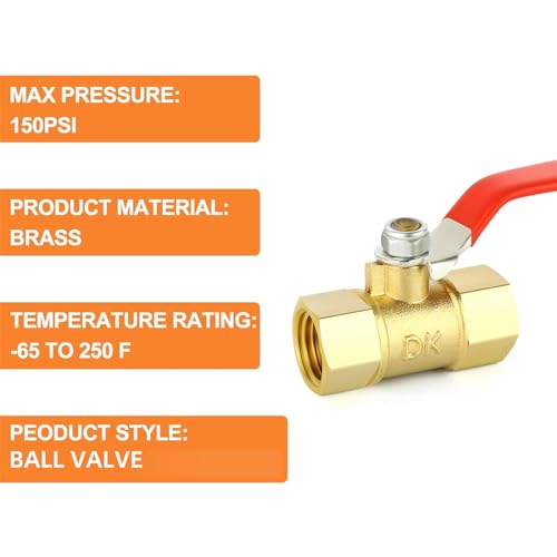 Image of GASHER 3PCS 1 /4 Inch Brass Mini Ball Valve, Shut Off Valve, 1 /4 Inch FNPT Thread Pipe Fitting