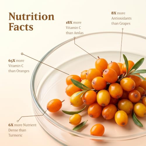 Image of Baidyanath Trusoul Sea Buckthorn Juice 500ml | Himalayan Ladakh Berry Fruit Pulp Concentrate | Omega 3 6 7 9 | Supports Immunity, Skin Glow & Gut Health | No Added Sugar | GMP Certified