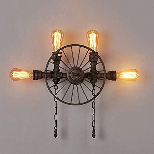 GLXLSBZ Wall Lighting Fixture American Creative Wrought Iron Wall Lamp Wheel Simple Vintage Industrial Metal Wall Lantern Personality(Home Lighting) steampunk buy now online