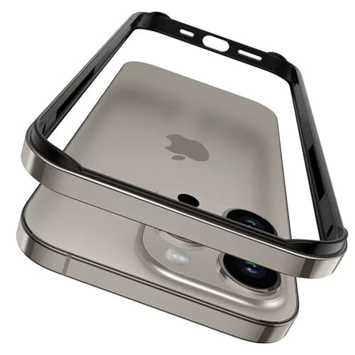 KUGEW Carcasa de metal para iPhone 16 Pro, aleación de aluminio + marco de parachoques de TPU, ajuste delgado, diseño sin espalda, excelente disipación de calor, carga inalámbrica, compatible con 4