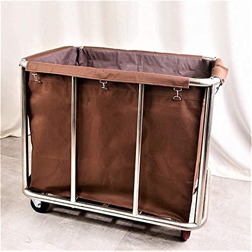 DFEDHF Shelf Movable Trolleys Removable Bags with Laundry Basket Rolling Laundry Sorter Stainless Steel Laundry Cart Hamper for Hotel/Home Storage Trolley,150Kg Load/Beige