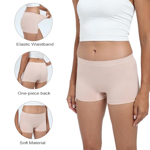 Image of DEEP TOUCH Women Boyshort Underwear Seamless Boxer Panties Breathable Stretch Boxer Briefs for Ladies 5 Pack