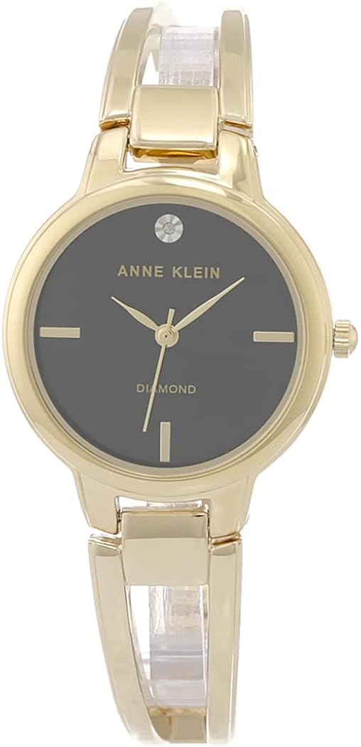 Anne Klein Women's AK/2626RGRG Diamond-Accented Dial Rose Gold-Tone Open Bangle Watch : Clothing, Shoes & Jewelry