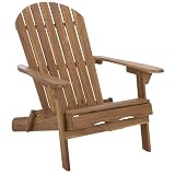 SAFAVIEH Outdoor - Eden Adirondack Chair - Teak-Brown Solid Wood - Weather Resistant - Ideal for Patio, Deck, Porch, Backyard, 17.5" Seat Height (PAT6000A)