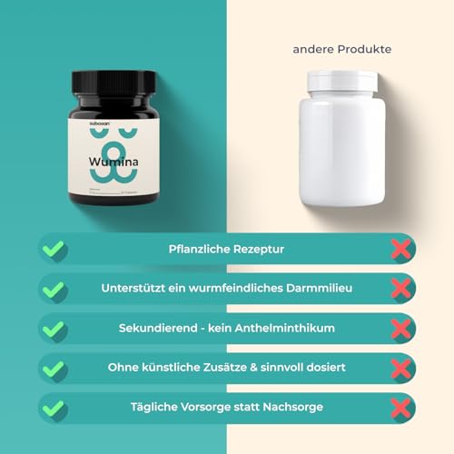 subosan® Wumina – Wurm-Kraut Tabletten für Hunde – für eine stabile Darmflora & EIN gutes Bauchgefühl – kein Anthelminthikum