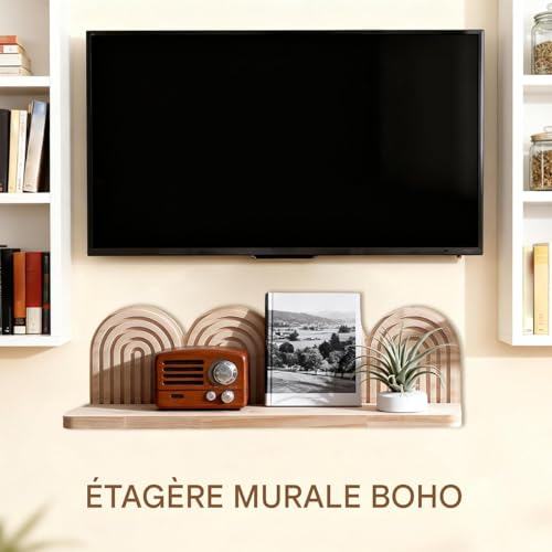Bibliothèque en bois boho suspendue pour optimiser le rangement mural - 3