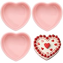 3 PCS Silicone Heart Shaped Cake Pans 5 Inches Mini Heart Shaped Cake Pans Nonstick Heart Baking Cake Mold for Birthday, Wedding pink, 5inch-3pack