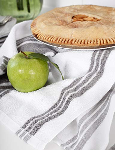 Dish Towels Dual Purpose Reversible, 100% Absorbent Cotton, Kitchen Towels Set Of 3 Striped, 17" X 30", 3-Pack, Titanium All-Clad Textiles #TOP1