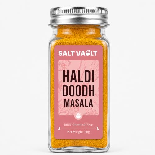 Image of Salt Vault Haldi Doodh Masala (50g) | Golden Milk Blend with Lakadong Turmeric and warming spices | 100% Chemical-free, Farm-Sourced Spices | No Preservatives, No Adulteration | Zero Sugar | Immunity Booster, Anti-Inflammatory, Sleep Support