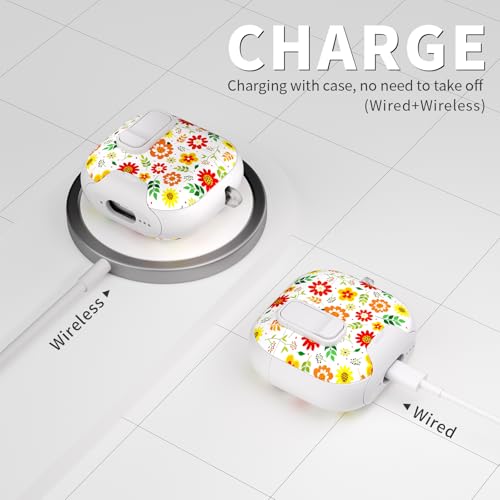 Image of for AirPods 4 Case with Secure Lock Clip in Phone Stand,Floral Girly Style Protective Cover with Cleaning Kit and Carabiner for Apple iPod 4 Generation (Sunflower Petals)